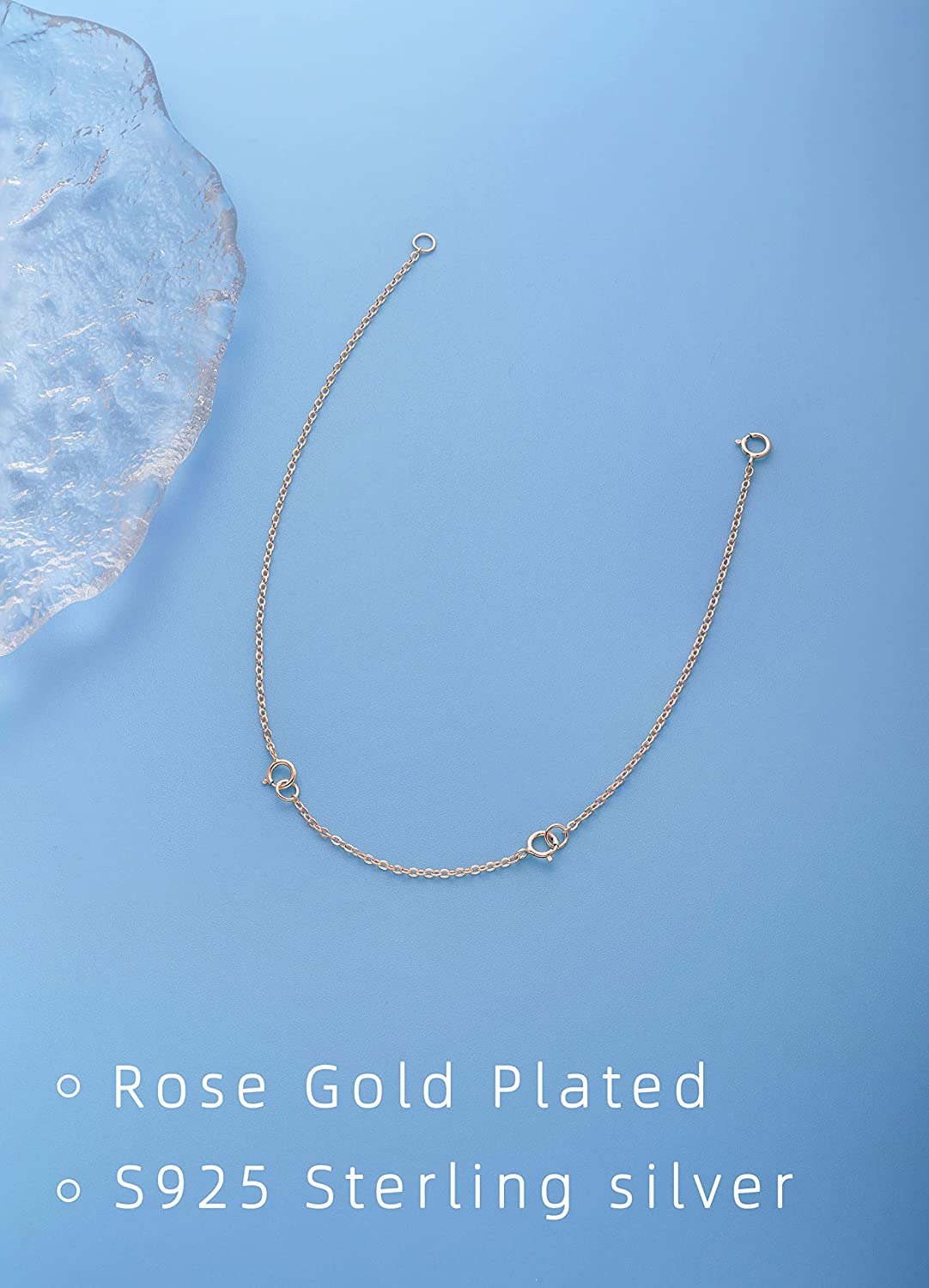 Necklace Extender Rose Gold Necklace Extenders 925 Sterling Silver Extenders  for Necklaces Rose Gold Chain Extender for Women Bracelet Extender Rose  Gold Necklace Extension 2inch 3inch 4inch 